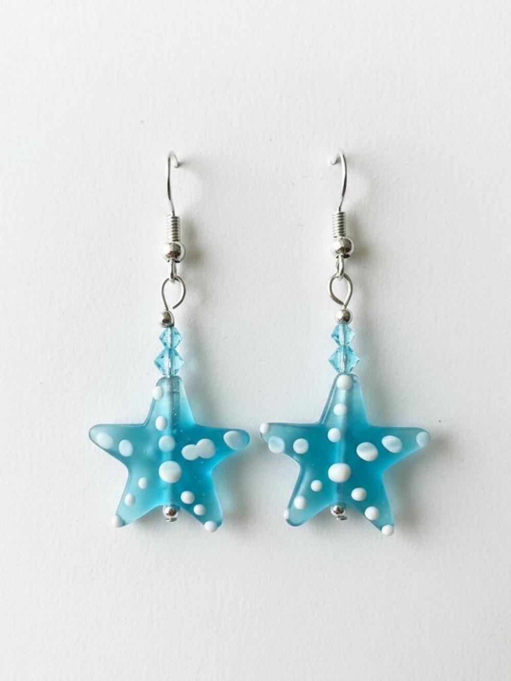Sea Glass and Precosia Crystal Starfish Earrings.